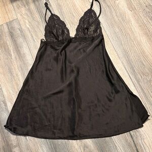 Victoria's Secret 100%Silk Black Lace & Chemise